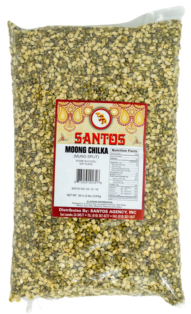 SANTOS MOONG SPLIT CHHILKA 2LB