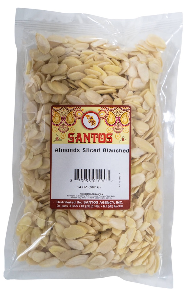 SANTOS ALMOND SLICE BLANCHED 14OZ