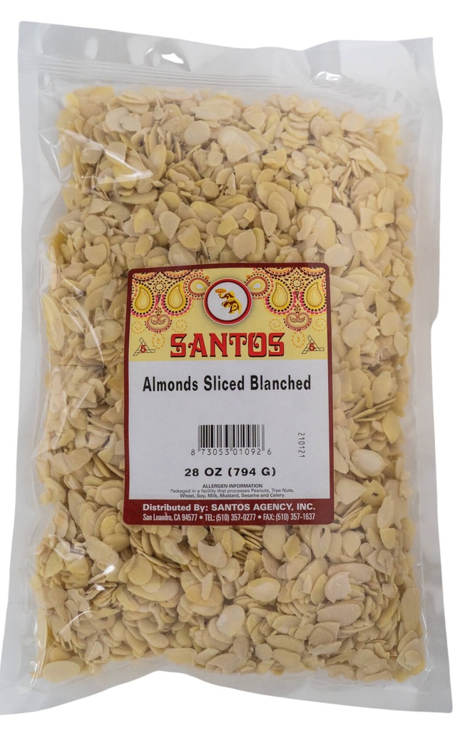 SANTOS ALMOND SLICE BLANCHED 28OZ