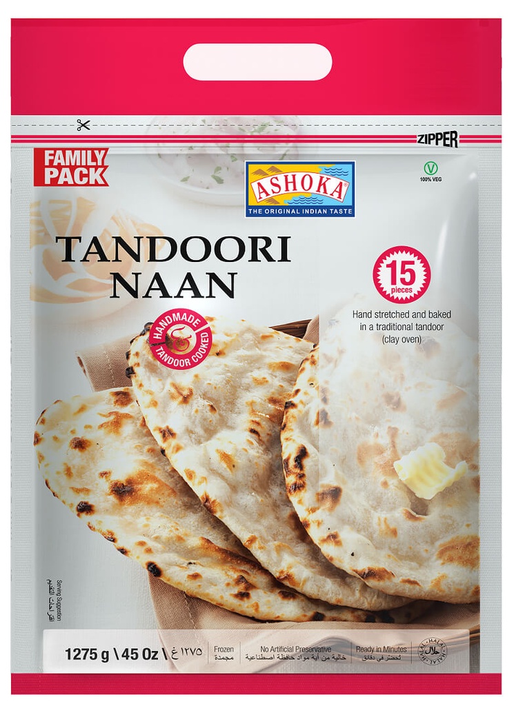 ASHOKA 15PC TANDOORI NAAN PLAIN FAMILY PACK 1278GM(7.99)