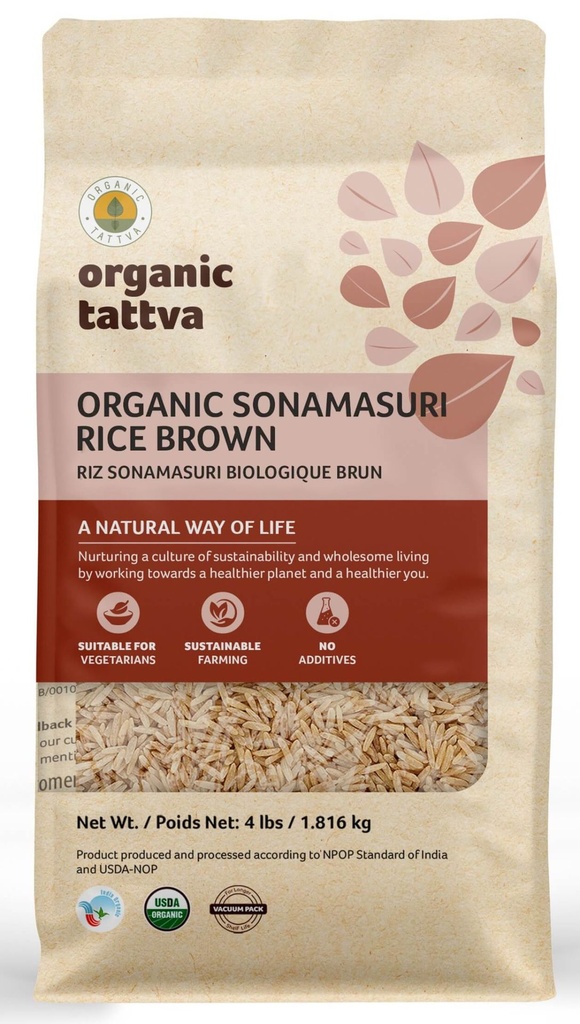 ORGANIC TATTVA SONAMASURI BROWN RICE 4LB