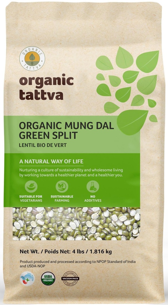 ORGANIC TATTVA MOONG DAL GREEN SPLIT 4LB